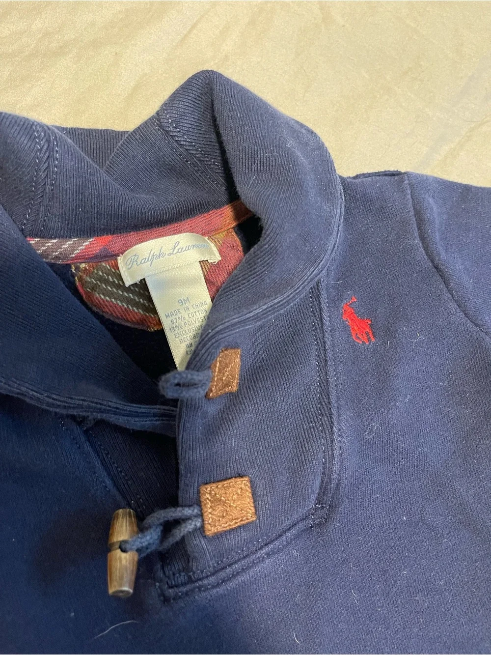 Ralph Lauren Navy Footed Collared One-Piece with Toggle Detail